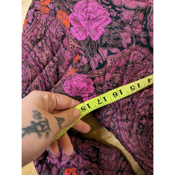 Vintage 1980s Carole Little Purple Poppy Floral Quilted Equestrian Art Jacket 10 - Picture 7 of 8